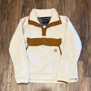 Carhartt Cream and Brown Fleece Jacket